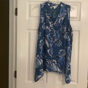 Spense XL Blue Flowered Sleeveless Blouce